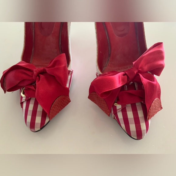 DOLCE & GABBANA Shoes Red Checkered with Bow size 37 - Picture 6 of 14